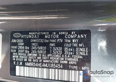 2021 Hyundai Palisade Limited from USA, damaged, VIN KM8R54HE4MU185454